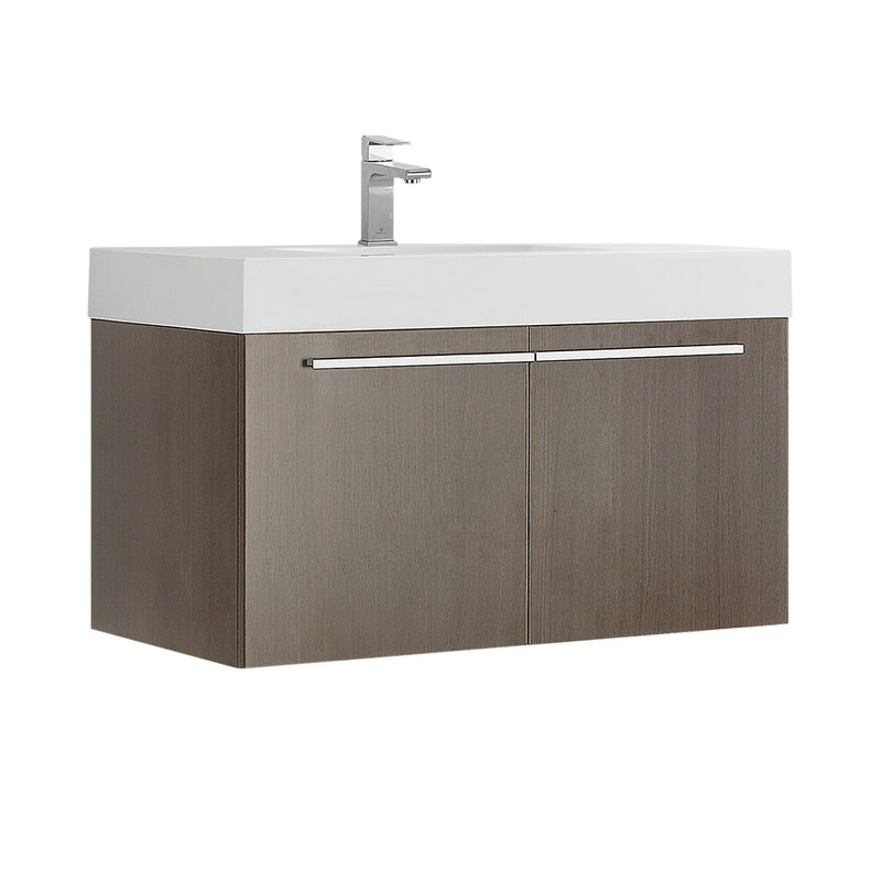 Fresca Vista 36" Gray Oak Modern Bathroom Cabinet w/ Integrated Sink FCB8090GO-I