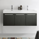 Fresca Vista 48" Black Wall Hung Double Sink Modern Bathroom Cabinet with Integrated Sink FCB8092BW-D-I