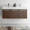 Fresca Vista 48" Walnut Wall Hung Double Sink Modern Bathroom Cabinet with Integrated Sink FCB8092GW-D-I
