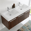 Fresca Vista 48" Walnut Wall Hung Double Sink Modern Bathroom Cabinet with Integrated Sink FCB8092GW-D-I