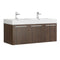 Fresca Vista 48" Walnut Wall Hung Double Sink Modern Bathroom Cabinet w/ Integrated Sink FCB8092GW-D-I