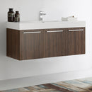 Fresca Vista 48" Walnut Wall Hung Modern Bathroom Cabinet with Integrated Sink FCB8092GW-I