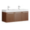 Fresca Vista 48" Teak Wall Hung Double Sink Modern Bathroom Cabinet w/ Integrated Sink FCB8092TK-D-I