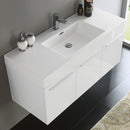 Fresca Vista 48" White Wall Hung Modern Bathroom Cabinet with Integrated Sink FCB8092WH-I