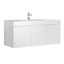 Fresca Vista 48" White Wall Hung Modern Bathroom Cabinet w/ Integrated Sink FCB8092WH-I