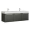 Fresca Vista 60" Black Wall Hung Double Sink Modern Bathroom Cabinet w/ Integrated Sink FCB8093BW-D-I