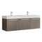 Fresca Vista 60" Gray Oak Wall Hung Double Sink Modern Bathroom Cabinet w/ Integrated Sink FCB8093GO-D-I