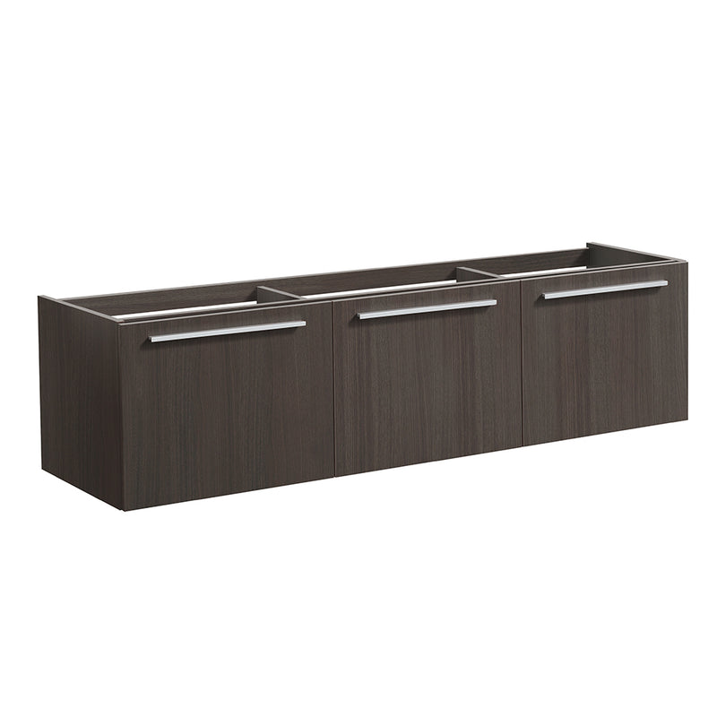 Fresca Vista 60" Gray Oak Wall Hung Single Sink Modern Bathroom Cabinet FCB8093GO