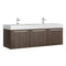 Fresca Vista 60" Walnut Wall Hung Double Sink Modern Bathroom Cabinet w/ Integrated Sink FCB8093GW-D-I