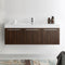 Fresca Vista 60" Walnut Wall Hung Single Sink Modern Bathroom Cabinet with Integrated Sink FCB8093GW-I