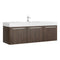 Fresca Vista 60" Walnut Wall Hung Single Sink Modern Bathroom Cabinet w/ Integrated Sink FCB8093GW-I