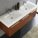 Fresca Vista 60" Teak Wall Hung Double Sink Modern Bathroom Cabinet with Integrated Sink FCB8093TK-D-I