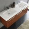 Fresca Vista 60" Teak Wall Hung Double Sink Modern Bathroom Cabinet with Integrated Sink FCB8093TK-D-I