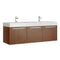 Fresca Vista 60" Teak Wall Hung Double Sink Modern Bathroom Cabinet w/ Integrated Sink FCB8093TK-D-I