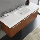 Fresca Vista 60" Teak Wall Hung Single Sink Modern Bathroom Cabinet with Integrated Sink FCB8093TK-I