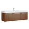 Fresca Vista 60" Teak Wall Hung Single Sink Modern Bathroom Cabinet w/ Integrated Sink FCB8093TK-I
