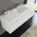 Fresca Vista 60" White Wall Hung Single Sink Modern Bathroom Cabinet with Integrated Sink FCB8093WH-I