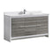 Fresca Allier Rio 60" Ash Gray Single Sink Modern Bathroom Vanity w/ Top & Sink FCB8119HA-S-CWH-U