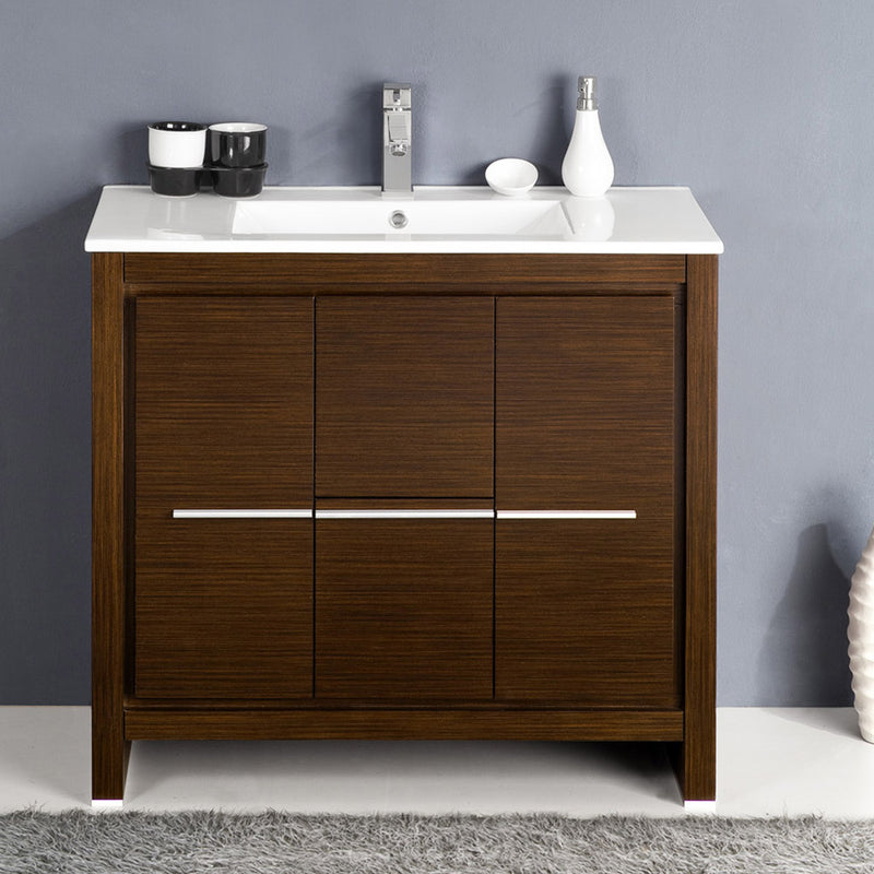 Fresca Allier 36" Wenge Brown Modern Bathroom Cabinet with Sink FCB8136WG-I