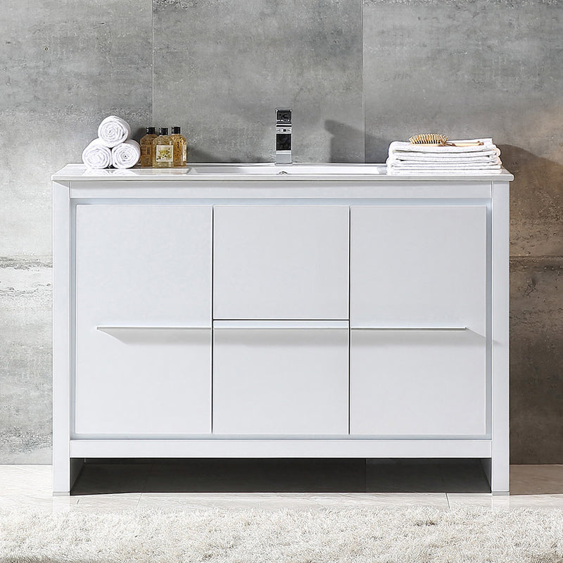 Fresca Allier 48" White Modern Bathroom Cabinet with Sink FCB8148WH-I