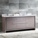 Fresca Allier 72" Gray Oak Modern Double Sink Bathroom Cabinet with Top and Sinks FCB8172GO-CWH-U