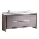 Fresca Allier 72" Gray Oak Modern Double Sink Bathroom Cabinet w/ Top & Sinks FCB8172GO-CWH-U