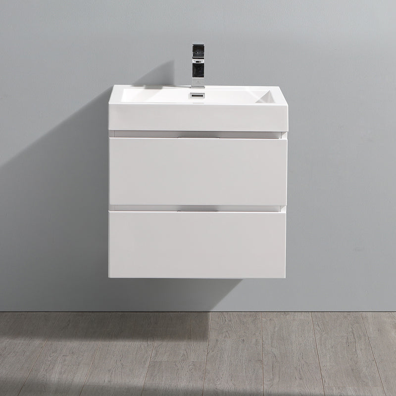 Fresca Valencia 24" Glossy White Wall Hung Modern Bathroom Vanity FCB8324WH-I