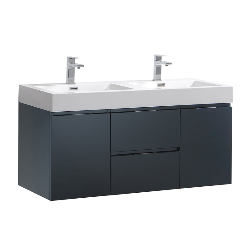 Fresca Valencia 48" Dark Slate Gray Wall Hung Double Sink Modern Bathroom Vanity  FCB8348GG-D-I