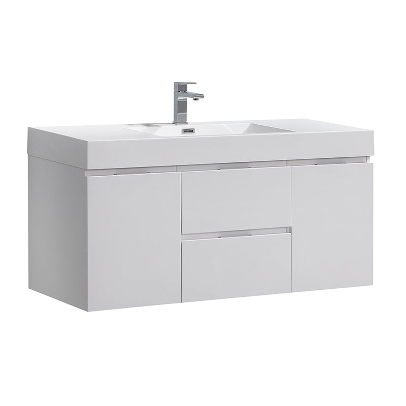 Fresca Valencia 48" Glossy White Wall Hung Modern Bathroom Vanity  FCB8348WH-I