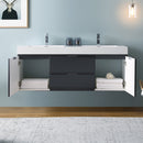 Fresca Valencia 60" Dark Slate Gray Wall Hung Double Sink Modern Bathroom Vanity FCB8360GG-D-I