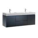 Fresca Valencia 60" Dark Slate Gray Wall Hung Double Sink Modern Bathroom Vanity  FCB8360GG-D-I