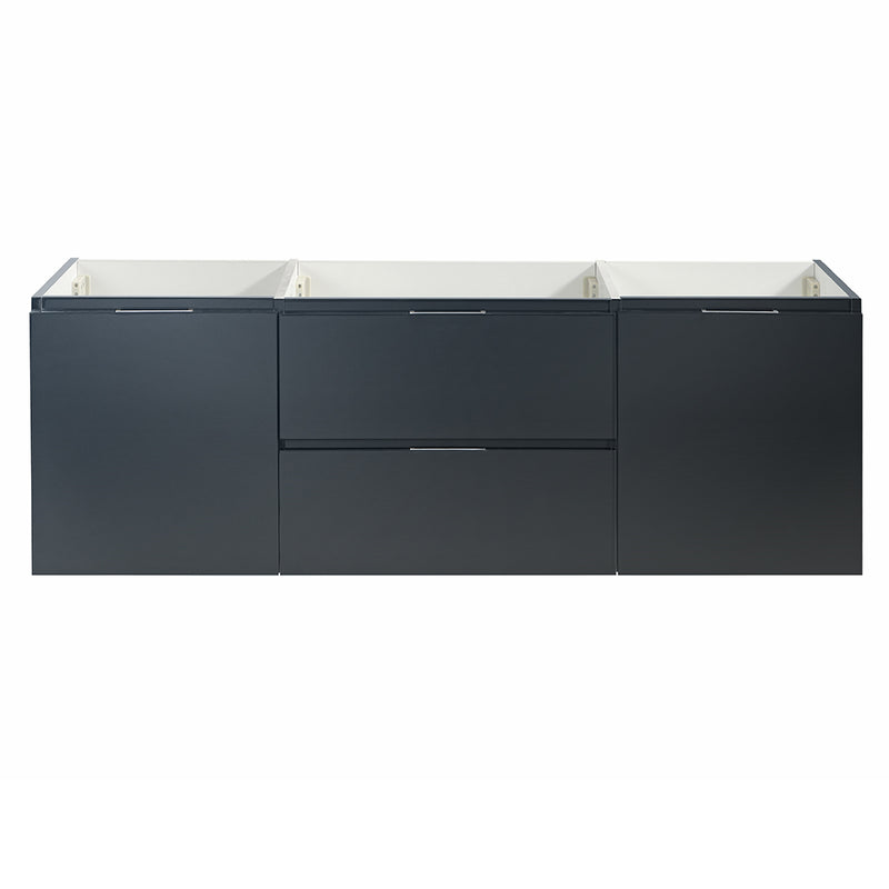 Fresca Valencia 60" Dark Slate Gray Wall Hung Double Sink Modern Bathroom Cabinet FCB8360GG-D