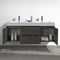 Fresca Valencia 60" Gray Oak Wall Hung Double Sink Modern Bathroom Vanity FCB8360GO-D-I