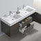 Fresca Valencia 60" Gray Oak Wall Hung Double Sink Modern Bathroom Vanity FCB8360GO-D-I