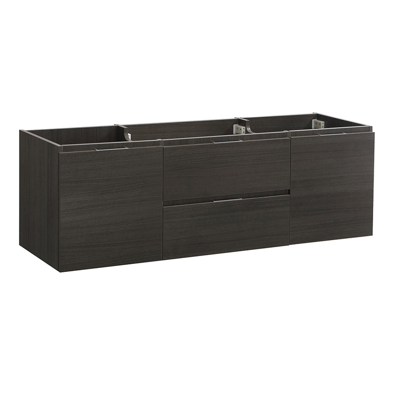 Fresca Valencia 60" Gray Oak Wall Hung Double Sink Modern Bathroom Cabinet  FCB8360GO-D