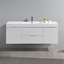 Fresca Valencia 60" Glossy White Wall Hung Modern Bathroom Vanity FCB8360WH-I