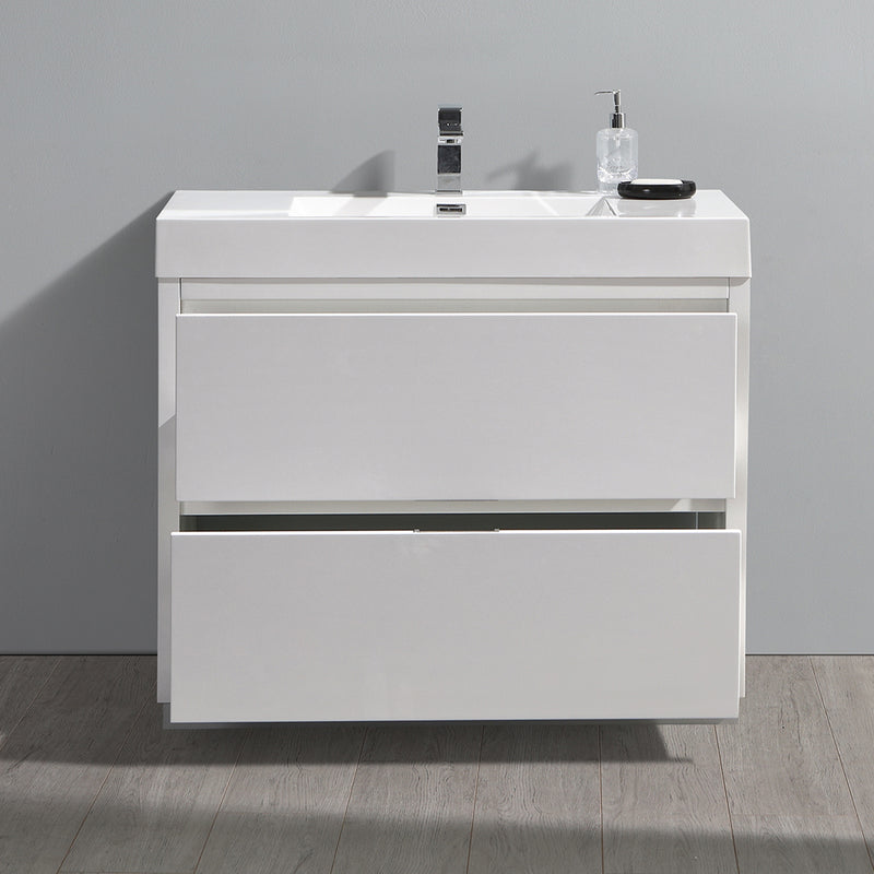 Fresca Valencia 40" Glossy White Free Standing Modern Bathroom Vanity FCB8442WH-I