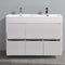 Fresca Valencia 48" Glossy White Free Standing Double Sink Modern Bathroom Vanity FCB8448WH-D-I