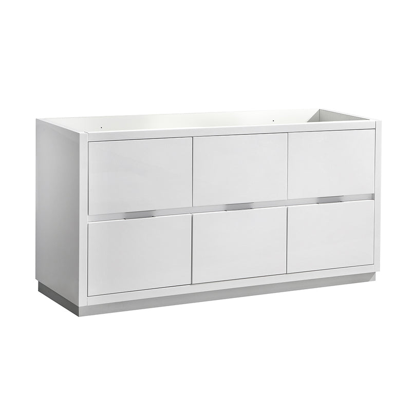 Fresca Valencia 48" Glossy White Free Standing Double Sink Modern Bathroom Cabinet  FCB8448WH-D