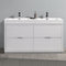 Fresca Valencia 60" Glossy White Free Standing Double Sink Modern Bathroom Vanity FCB8460WH-D-I