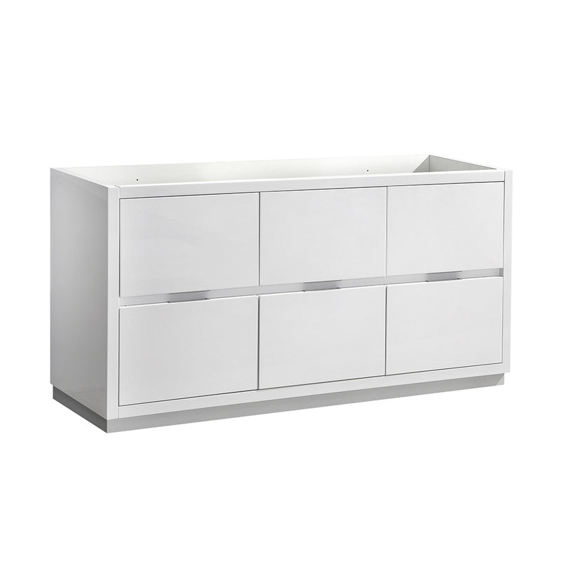 Fresca Valencia 60" Glossy White Free Standing Single Sink Modern Bathroom Cabinet  FCB8460WH