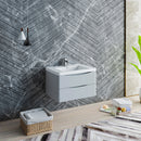 Fresca Tuscany 32" Glossy Gray Wall Hung Modern Bathroom Cabinet with Integrated Sink FCB9032GRG-I