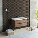 Fresca Tuscany 40" Rosewood Wall Hung Modern Bathroom Cabinet with Integrated Sink FCB9040RW-I