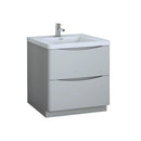 Fresca Tuscany 32" Glossy Gray Free Standing Modern Bathroom Cabinet w/ Integrated Sink FCB9132GRG-I