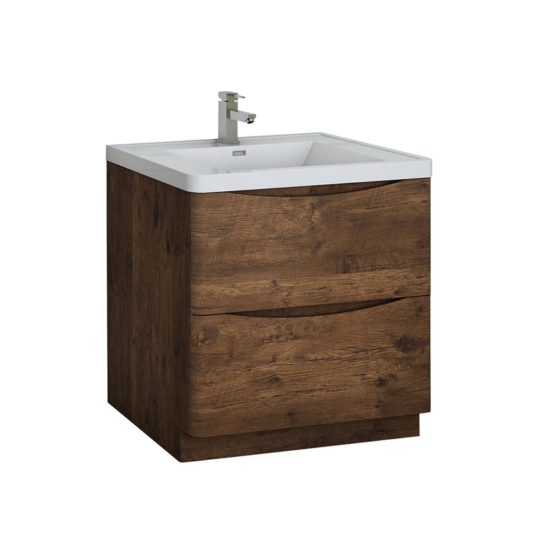 Fresca Tuscany 32" Rosewood Free Standing Modern Bathroom Cabinet w/ Integrated Sink FCB9132RW-I