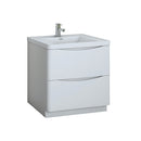 Fresca Tuscany 32" Glossy White Free Standing Modern Bathroom Cabinet w/ Integrated Sink FCB9132WH-I