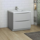 Fresca Tuscany 36" Glossy Gray Free Standing Modern Bathroom Cabinet with Integrated Sink FCB9136GRG-I