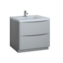 Fresca Tuscany 36" Glossy Gray Free Standing Modern Bathroom Cabinet w/ Integrated Sink FCB9136GRG-I