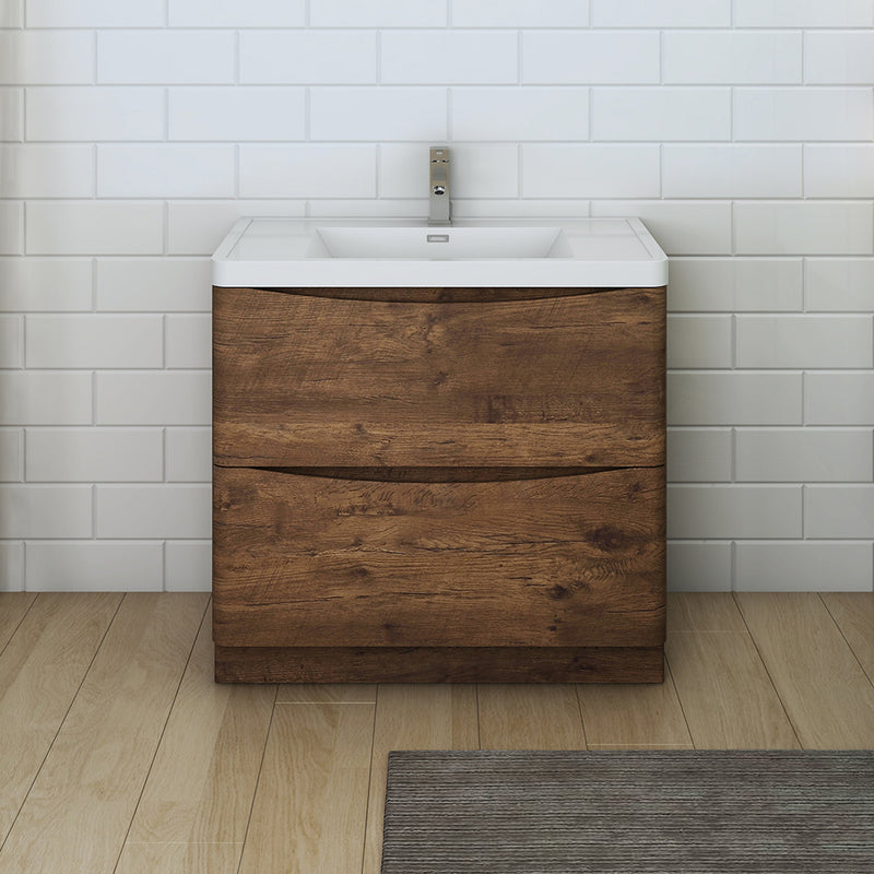 Fresca Tuscany 36" Rosewood Free Standing Modern Bathroom Cabinet with Integrated Sink FCB9136RW-I