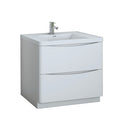 Fresca Tuscany 36" Glossy White Free Standing Modern Bathroom Cabinet w/ Integrated Sink FCB9136WH-I